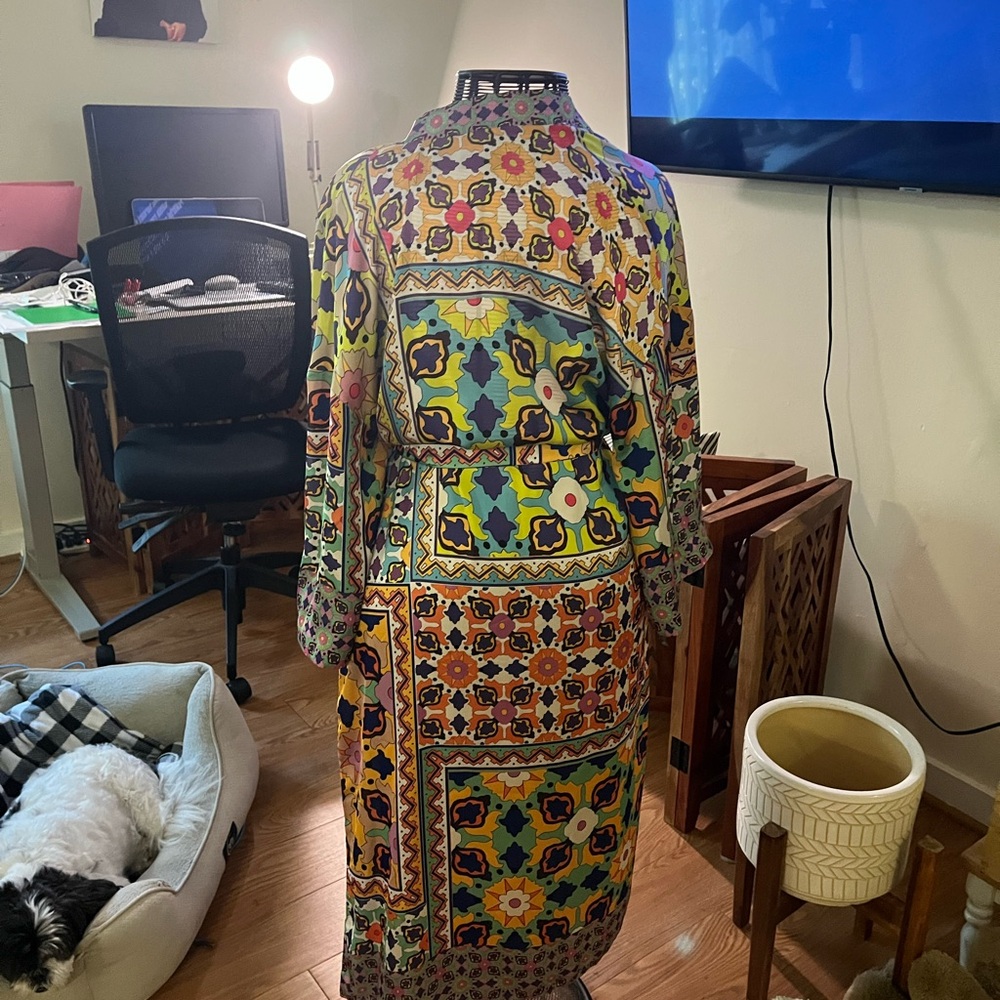 Zara Multicolor Floral Patchwork Satin Robe - Picture 2 of 2